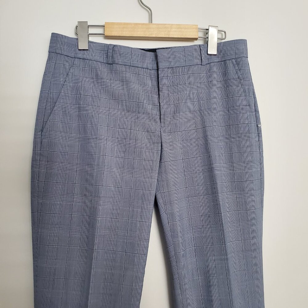 RYAN Plaid Suit Pant Women's Tall Size 6L Light Blue / Grey Pockets Officewear